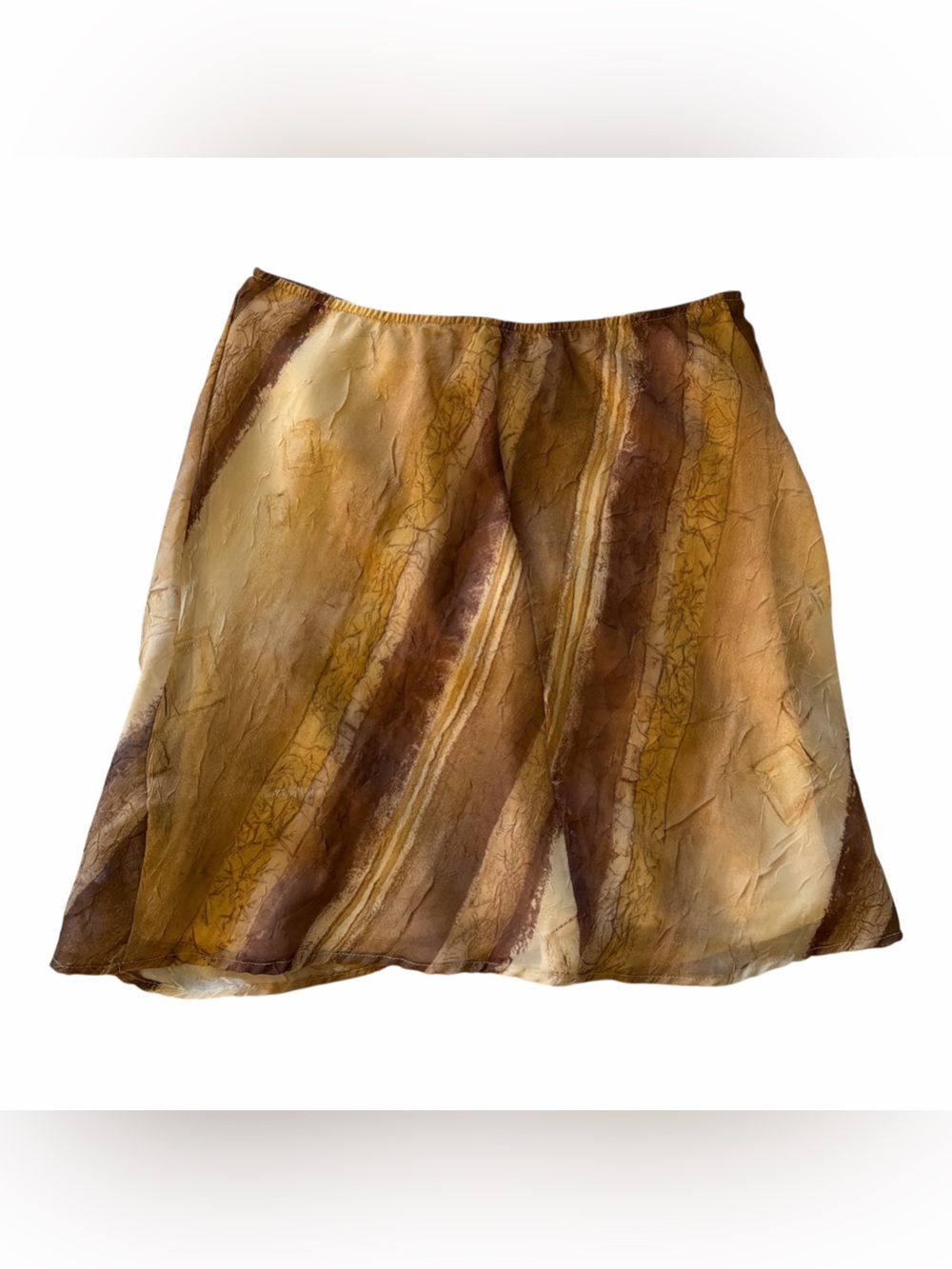 Lapis Y2K Women's Brown & Tan A-Line Satin Skirt
